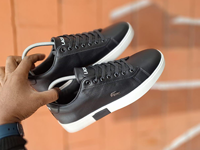 Black Lacoste men's fashion sneakers